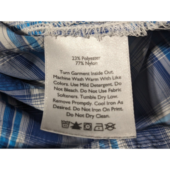 Eddie Bauer Travex Button‎ Down Shirt Men 2XL Blue Plaid Short Sleeve Pockets - Picture 11 of 13